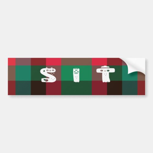 Colorful red and green tartan plaid design  bumper sticker