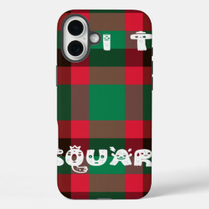 Colorful red and green tartan plaid design  iPhone 16 plus case