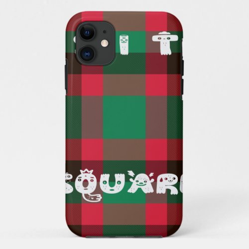 Colorful red and green tartan plaid design  iPhone 11 case