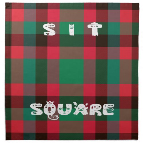 Colorful red and green tartan plaid design  cloth napkin