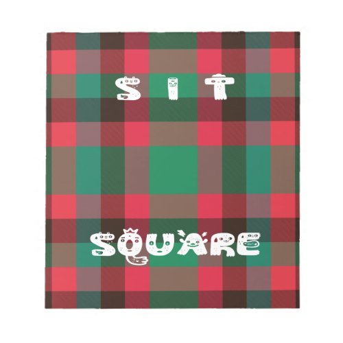 Colorful red and green tartan plaid design  notepad