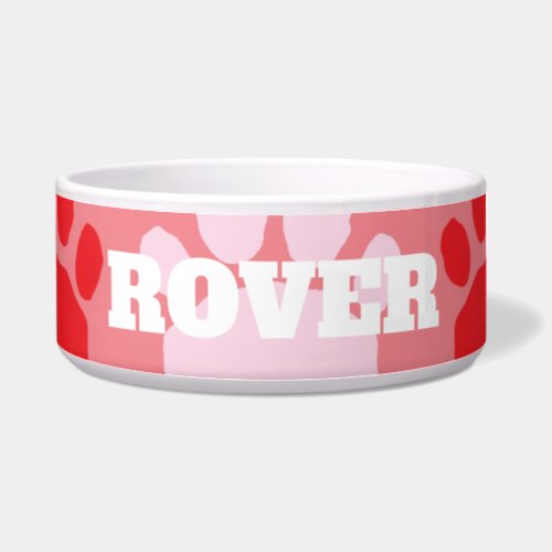 Colorful Red and Pink Animal Paw Print Bowl