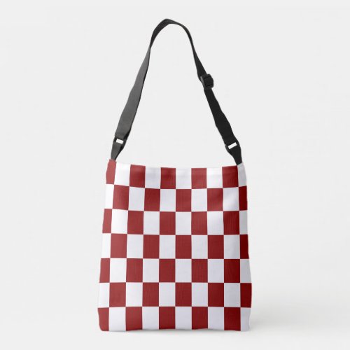 Colorful Red and White Checker Pattern Crossbody Bag