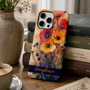 Colorful Red and Yellow Wildflower Personalized iPhone 16 Pro Max Case