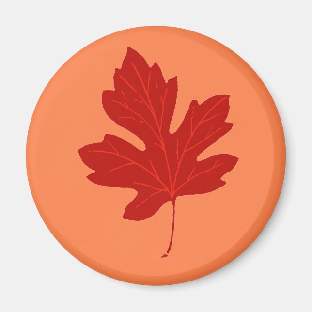 Colorful Red Autumn Leaf Magnet (Front)