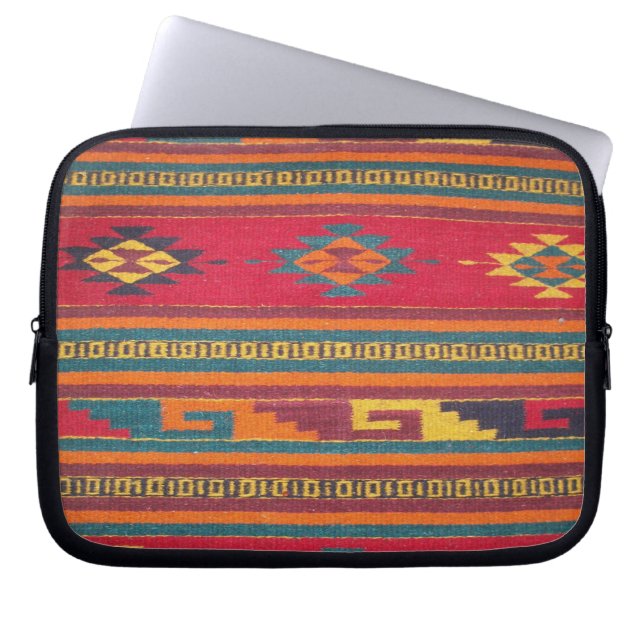 Colorful Red Aztec Pattern Laptop Sleeve (Front)