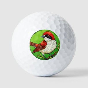 Colorful Red backed shrike Bird Golf Balls