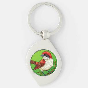 Colorful Red backed shrike Bird Keychain