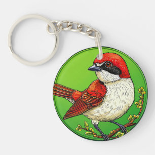 Colorful Red backed shrike Bird Keychain