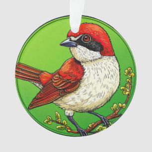Colorful Red backed shrike Bird Ornament