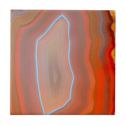 Colorful Red Banded Sliced Agate   Ceramic Tile