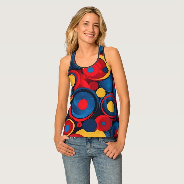 Colorful Red, Blue, and Yellow Circles Tank Top (Front Full)