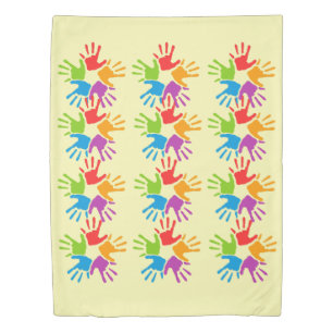 Colorful Red Blue Fun Kids Finger Painting Pattern Duvet Cover