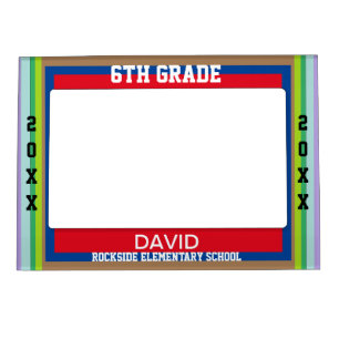 Colorful Red Blue Green Stripes School Year Magnetic Frame