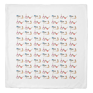 Colorful Red Blue Purple Yoga Poses Duvet Cover