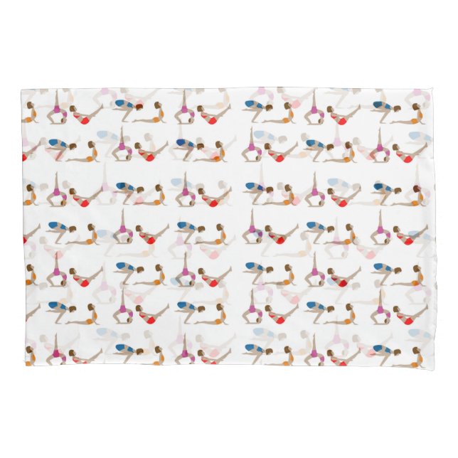 Colorful Red Blue Purple Yoga Poses Pillowcases (Front-Left)