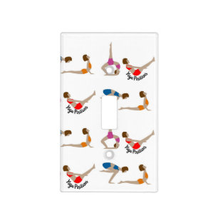 Colorful Red Blue Yoga Poses Light Switch Cover