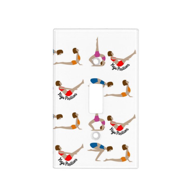 Colorful Red Blue Yoga Poses Light Switch Cover (Front)