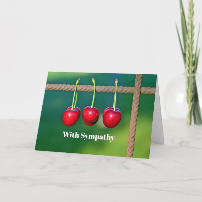 Colorful Red Cherries Fruit Photo Sympathy Card (Front)