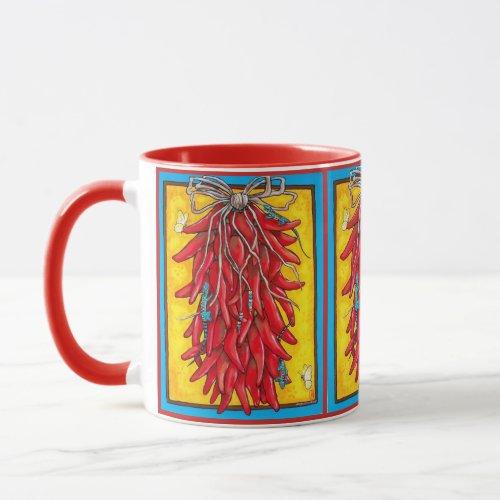 Colorful Red Chile Ristra Southwest Mug Lizard