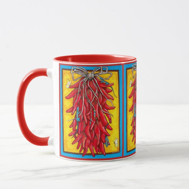 Colorful Red Chile Ristra Southwest Mug Lizard (Left)