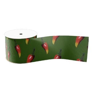 Colorful Red Chili Peppers Grosgrain Ribbon