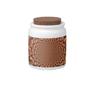 Colorful Red Delight: Strawberry Kaleidoscope Art Candy Jar