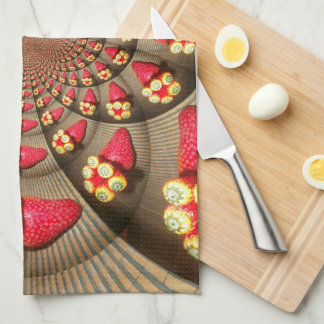 Colorful Red Delight: Strawberry Kaleidoscope Art Kitchen Towel