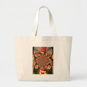 Colorful Red Delight: Strawberry Kaleidoscope Art Large Tote Bag