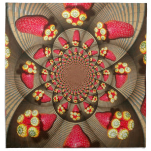 Colorful Red Delight: Strawberry Kaleidoscope Art Napkin