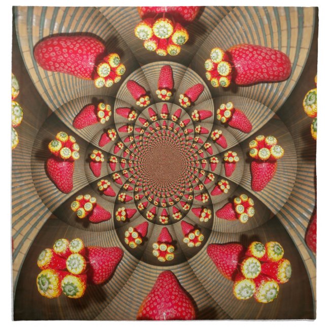 Colorful Red Delight: Strawberry Kaleidoscope Art Napkin (Front)