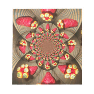 Colorful Red Delight: Strawberry Kaleidoscope Art Notepad