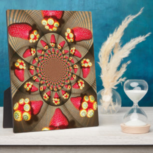 Colorful Red Delight: Strawberry Kaleidoscope Art Plaque