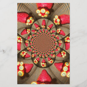 Colorful Red Delight: Strawberry Kaleidoscope Art Stationery
