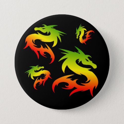 COLORFUL RED DRAGON PATTERN IN BLACK BUTTON