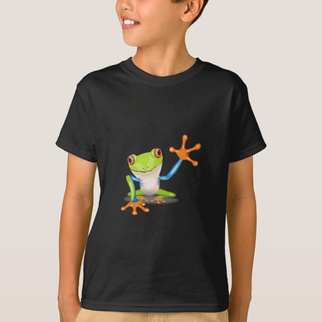 Colorful Red-Eyed Tree Frog Reaching Out T-Shirt (Front)