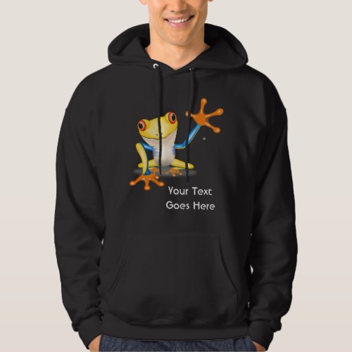 Colorful Red Eyed Tree Frog w Your Custom Text Hoodie
