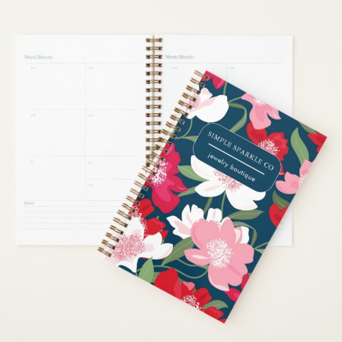 Colorful Red Feminine Floral Blue Company Business Planner