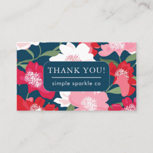 Colorful Red Floral Business Thank You Qr Code Business Card