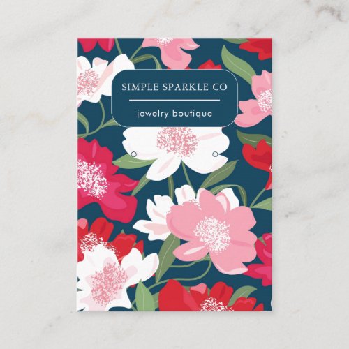 Colorful Red Floral Pattern Earring Display Card