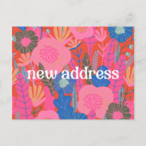 Colorful Red Floral We Moved New Home Moving  Postcard