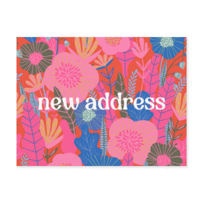 Colorful Red Floral We Moved New Home Moving  Postcard
