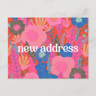 Colorful Red Floral We Moved New Home Moving Postcard