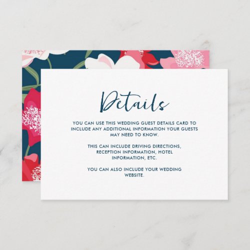 Colorful Red Floral Wedding Guest Detail Blue