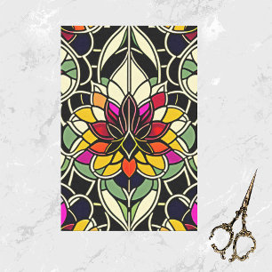 Colorful Red Flower Stained Glass Tissue Paper