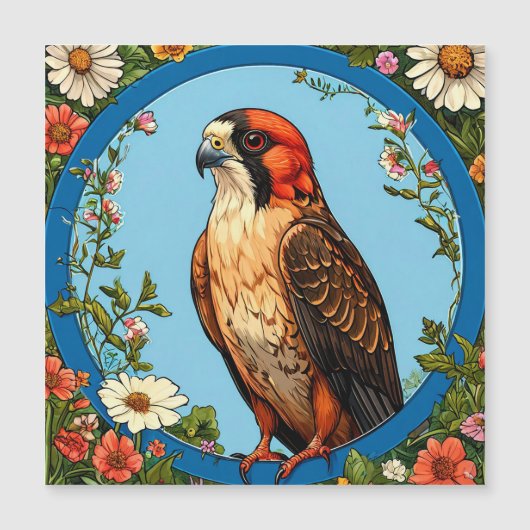 Colorful Red-footed falcon Bird (Front)