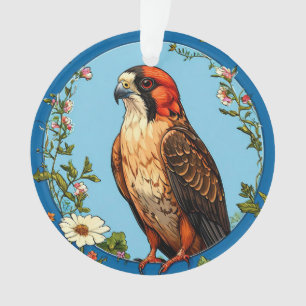 Colorful Red-footed falcon Bird Ornament