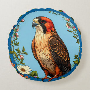 Colorful Red-footed falcon Bird Wildlife Raptor Round Pillow