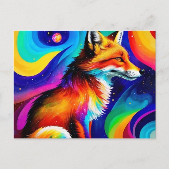 Colorful Red Fox Postcard (Front)