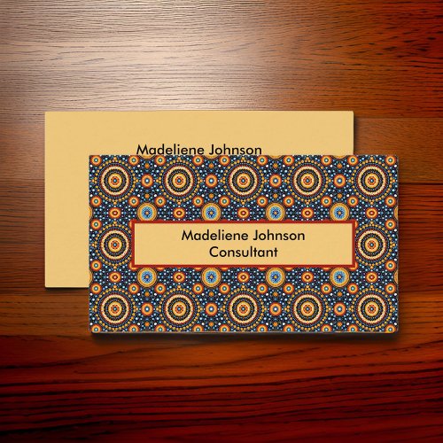 Colorful Red Gold Blue Tribal Circles Geometric Business Card